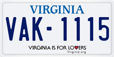VA license plate VAK1115