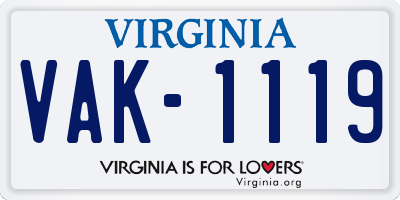 VA license plate VAK1119