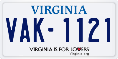 VA license plate VAK1121