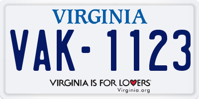 VA license plate VAK1123