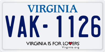 VA license plate VAK1126