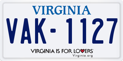 VA license plate VAK1127