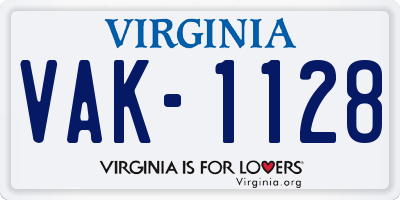 VA license plate VAK1128