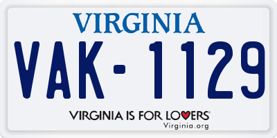 VA license plate VAK1129