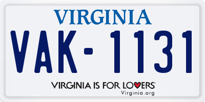 VA license plate VAK1131