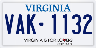 VA license plate VAK1132