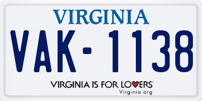 VA license plate VAK1138