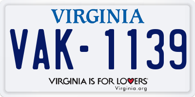 VA license plate VAK1139