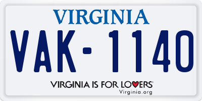 VA license plate VAK1140