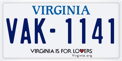 VA license plate VAK1141