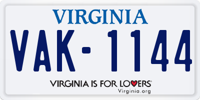 VA license plate VAK1144