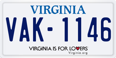 VA license plate VAK1146