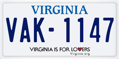 VA license plate VAK1147