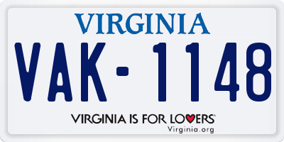 VA license plate VAK1148