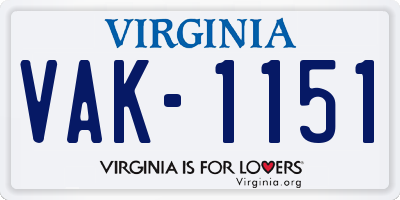 VA license plate VAK1151