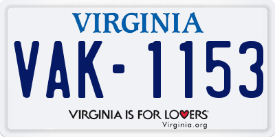 VA license plate VAK1153