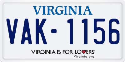 VA license plate VAK1156