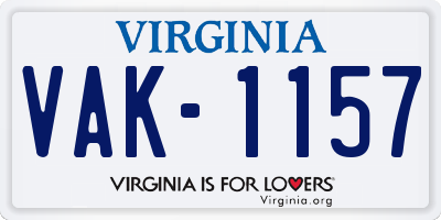 VA license plate VAK1157