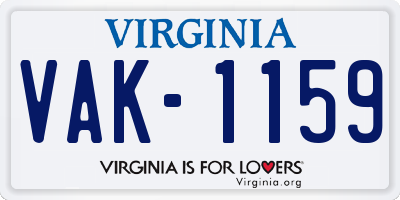 VA license plate VAK1159