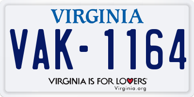 VA license plate VAK1164