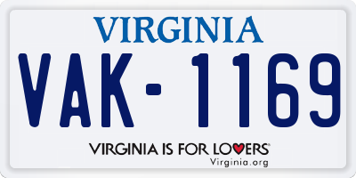 VA license plate VAK1169