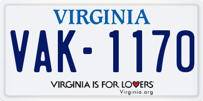 VA license plate VAK1170
