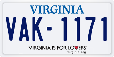 VA license plate VAK1171