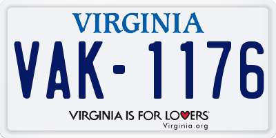VA license plate VAK1176