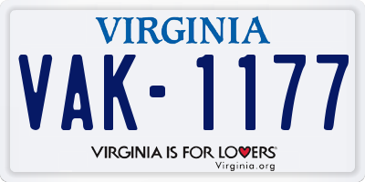 VA license plate VAK1177