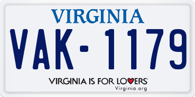 VA license plate VAK1179