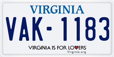 VA license plate VAK1183