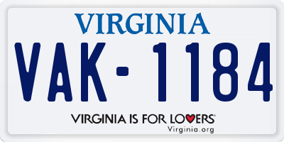 VA license plate VAK1184