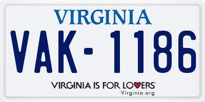 VA license plate VAK1186