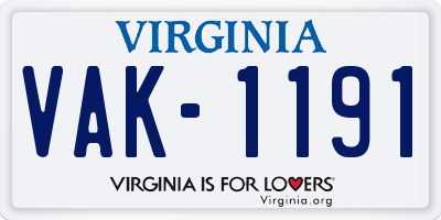 VA license plate VAK1191