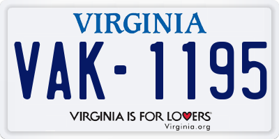 VA license plate VAK1195