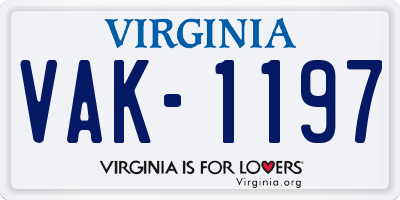 VA license plate VAK1197