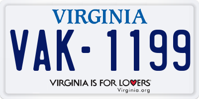 VA license plate VAK1199