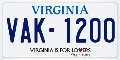 VA license plate VAK1200