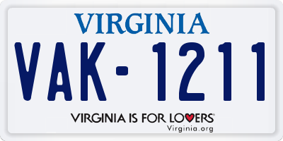 VA license plate VAK1211
