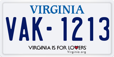 VA license plate VAK1213