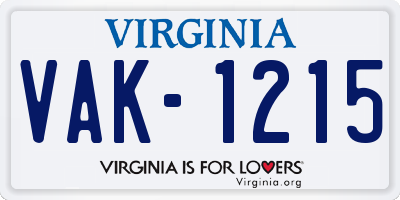 VA license plate VAK1215