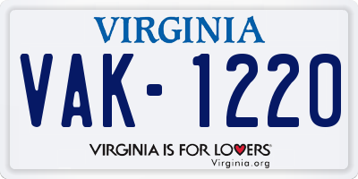 VA license plate VAK1220