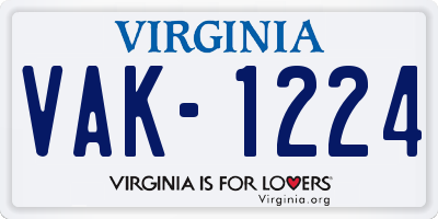 VA license plate VAK1224