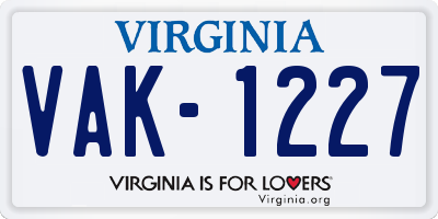 VA license plate VAK1227