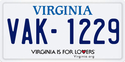 VA license plate VAK1229