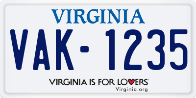 VA license plate VAK1235