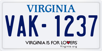 VA license plate VAK1237