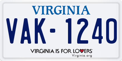 VA license plate VAK1240