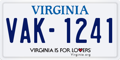 VA license plate VAK1241