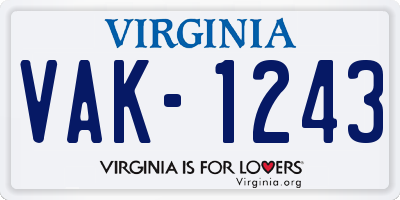 VA license plate VAK1243